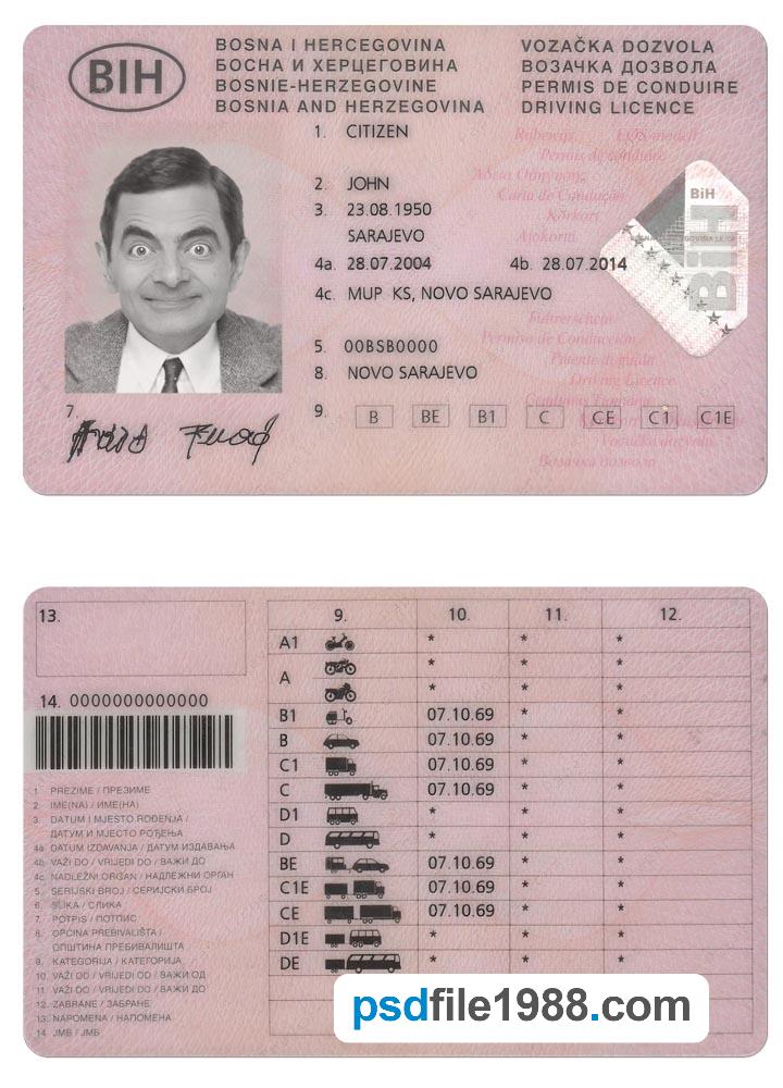 Bosnia and Herzegovina Driving License